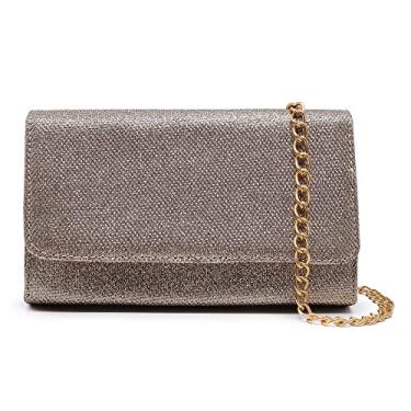 Imagem de Bolsa Clutch Feminina De Mão Dourada Festa CM Shoes Alça De Corrente