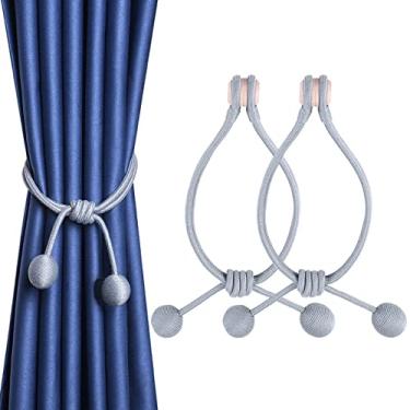 Imagem de Suporte de clipe de amarração de cortina magnética com fivela de cortina magnética blackout sala de estar decoração de quarto, cinza escuro
