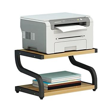 Imagem de Suporte de impressora grande suporte de impressora, rack de exibição vira-n-tubo, organizador de suporte de impressora de mesa para máquina de fax, scanner, arquivos (quatro cores) suporte de impressora para mesa (cor: cor de madeira)