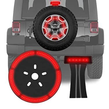 Imagem de Luz de travão de freio da roda do pneu sobressalente preto LED anel terceiro terceira luz de freio para Jeep Wrangler JK