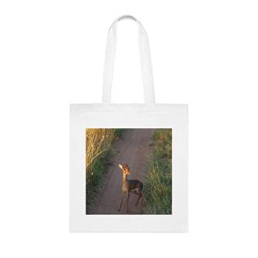 Imagem de Bolsa Dik Dik, presente engraçado para amantes de Dik Dik, bolsa de ombro, bolsas reutilizáveis, ideia de e cesta de Natal, Branco