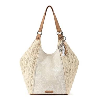 Imagem de Sakroots Roma Straw Shopper, Flor branca