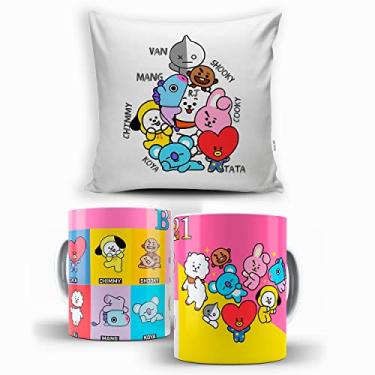 Imagem de KIT Almofada 40X40 com enchimento + Caneca BT21 BTS