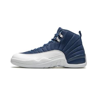 Imagem de Tênis masculino Jordan Air 12 retrô branco/azul francês/prata metálico/vermelho universitário 130690-113, Multicolorido., 42