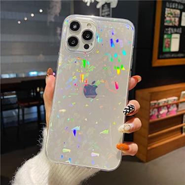 Imagem de Capa de telefone transparente com brilho a laser para iphone 14 13 12 mini 11 pro xs max xr x 7 8 plus se 2 3 2020 soft tpu amor coração capa traseira, fragmentos, para iphone 13pro max