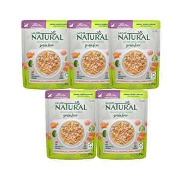 Imagem de Kit 5 Rações Úmidas Guabi Natural Grain Free Sachê Gatos Castrados Salmão e Frango - 85g
