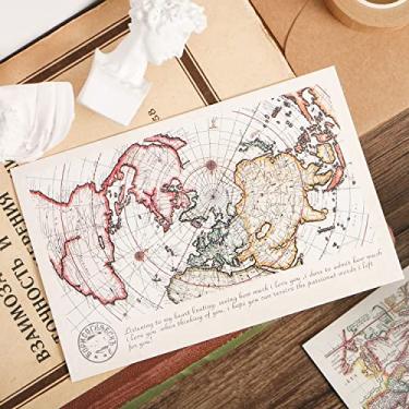Imagem de Cartões postais de papel, mapa do mundo cartões postais antigos vintage, estilo retrô conjunto de 30 designs diferentes, perfeito para livro de convidados de festa de casamento