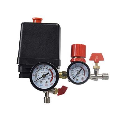 Imagem de Válvula de controle de compressor de ar 90-120PSI + regulador de pressão, compressor de ar, válvula quadrada de saída de quatro furos com válvula de segurança de 2 pontos