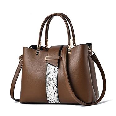 Imagem de Elegante bolsa de mão superior para mulheres bolsa transversal de couro bolsa de ombro grande bolsa feminina moda tote, Marrom