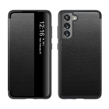 Imagem de Compatible with Samsung Galaxy S21 FE Case Clear View Window,Magnetic Slim Flip Case Drop Protection Shockproof Protective Cover for Samsung Galaxy S21 FE (Color : Black)