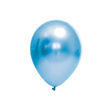 Imagem de Balão Bexiga Metalizado Azul Redondo Festball 12 Polegadas 25 Unidades