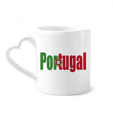 Imagem de Caneca com nome da bandeira do país de Portugal café cerâmica copo de coração de vidro