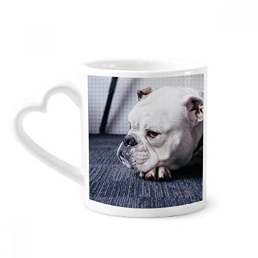 Imagem de Caneca com imagem cinza de animal de estimação para cachorro caneca de café cerâmica copo de coração de vidro