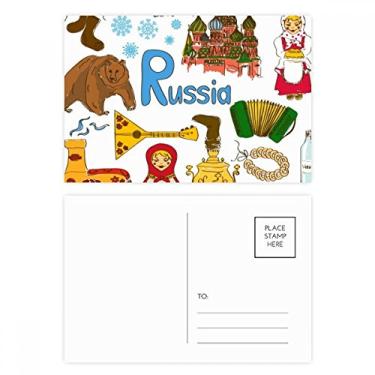 Imagem de Conjunto de cartão postal com bandeira nacional de animais da Rússia, cartão de agradecimento