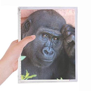 Imagem de Caderno de chimpanzé de animais selvagens com folhas soltas, recarregável, diário de papelaria