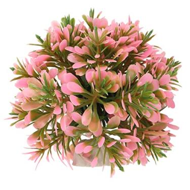 Imagem de Decorações de Plantas de Aquário, Bola de Grama de Aquário Artificial Redonda de Plástico Planta Decoração de Tanque de Peixes Simulação Bola de Planta para Decoração Acessórios (Rosa)