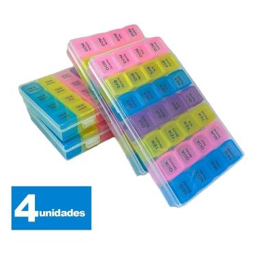 Imagem de Porta Comprimidos Semanal Organizador Caixa 4 Unidades