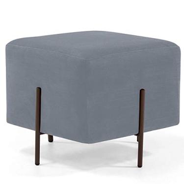 Imagem de Puff Quadrado Decorativo Status 45x45 D02 Pés de Aço Veludo Cinza C-317 - Lyam Decor