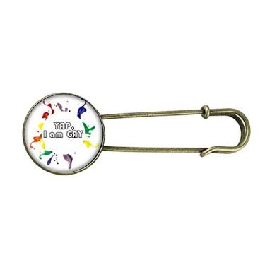 Imagem de LGBT broche de metal retrô com bandeira de arco-íris Yap I Am Men