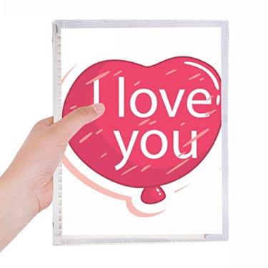 Imagem de Caderno de balão rosa I Love You para dia dos namorados, diário de folhas soltas recarregável