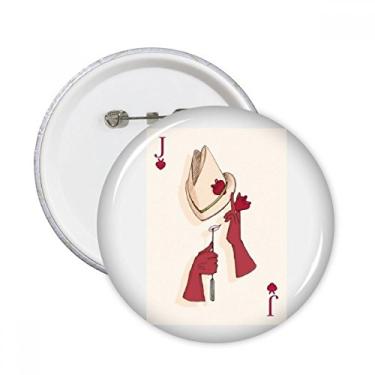 Imagem de Baralho de cartas coração J padrão pinos redondos distintivo decoração roupas 5 peças presente