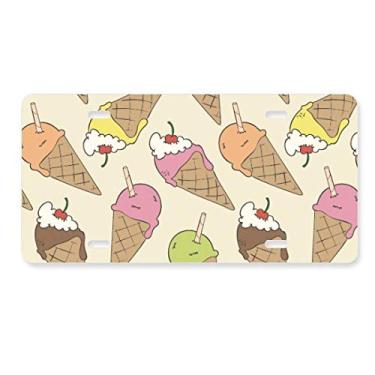 Imagem de DIYthinker Placa de licença de sorvete de chocolate com cereja, acessório de aço inoxidável para decoração de carro