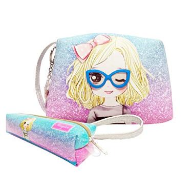 Imagem de Kit Infantil Bolsa e Estojo, Menininha Com Óculos - Magicc Bolsas