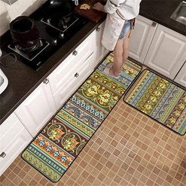 Imagem de Tapetes de corredor de cozinha 3D de plástico tapetes resistentes ao desgaste para piso interno conforto tapetes de armário de cozinha tapete impresso padrão amarelo-verde 50 x 160 cm