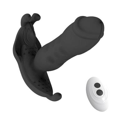 Imagem de Vibrador Feminino Com Controle Remoto Sem Fio Dildo Empurrante Telescópico 10 Velocidades Sexuais (Preto)