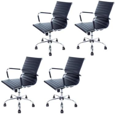 Imagem de Cadeira Diretor Charles Eames Esteirinha Couro Pu 11D Cor:Preto;Quantidade:4