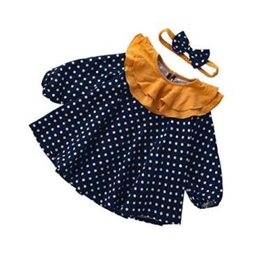 Imagem de OFFSCH 1 Conjunto Vestido De Manga Longa De Bolinhas Vestidos De Menina Vestido Infantil Vestidos De Manga Longa Para Crianças De Bebê Garota Recém-nascido Definir Algodão