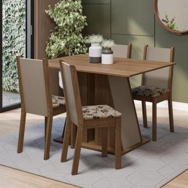 Imagem de Conjunto Sala de Jantar Mesa Tampo de Madeira 4 Cadeiras Sophie Madesa