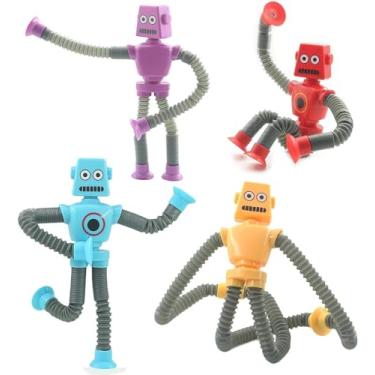 Imagem de 1 Pc Brinquedo Infantil Divertido Colorido Robô Pop It Estica Puxa Com Led e Ventosa