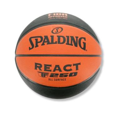 Imagem de Bola de Basquete Spalding React TF-250 FIBA, preto, laranja