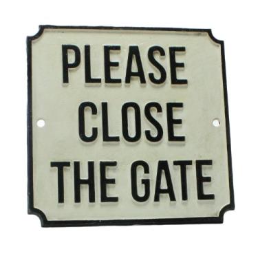 Imagem de HomArt Placa de ferro fundido Please Close The Gate