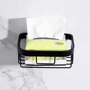 Imagem de Prateleira de chuveiro, preto, vazado, banheiro, alumínio, sem perfuração, organizador de pendurar na parede, prateleiras de armazenamento com ventosa (tamanho: B)