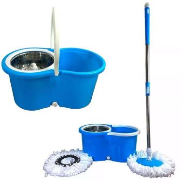 Imagem de Mop Esfregão Giratório de Limpeza Inox com Rodinha e Refil
