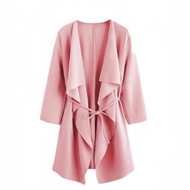 Imagem de Gerrit Casaco feminino casual com manga e babados frontais, rosa, GG