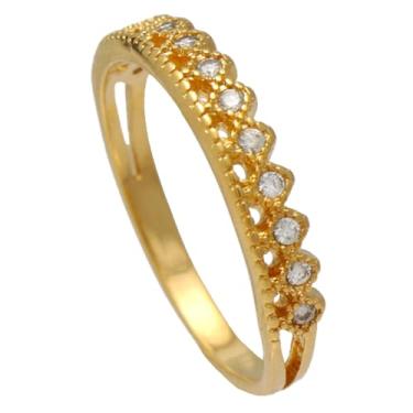 Imagem de Anel Estilo Coroa Cravejado Com Zircônias Folheado Em Ouro 18k Softjoias (15)