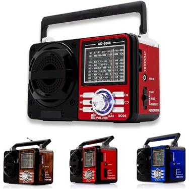 Imagem de Rádio Portátil Fm/Am Bluetooth Usb Bivolt E Pilha - Caixa De Som 110V/220v Vintage Antigo Retro Recarregavel (VERMELHO)