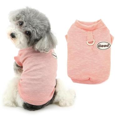 Imagem de Ranphy Camisas para cães, roupas de malha, camisa lisa para cães pequenos, camisetas macias e respiráveis, roupas de primavera e verão, roupas para gatos chihuahua yorkie, rosa, M