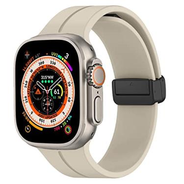 Imagem de Para Apple Watch Band 41mm 40mm 38mm, pulseira esportiva ajustável pulseira de silicone macio feminino masculino fivela magnética para iWatch Series 8 7 SE 6 5 4 3 2 1, Starlight