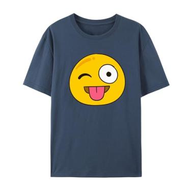 Imagem de Camiseta Emoji com cara engraçada para presentes de bom humor, Azul marinho, 3G