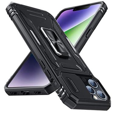 Imagem de YSLBWLE Capa para iPhone 12 e 12Pro 6.1 com suporte para câmera, proteção de nível militar, suporte de anel de metal, capa amortecedora para iPhone 12 e 12Pro 6.1, preta 5-IP12/12p-01