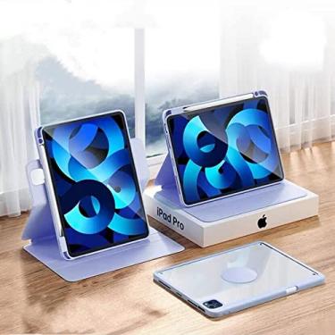 Imagem de Capa vertical para iPad 10ª geração de 10 polegadas, capa magnética com suporte para lápis 【Pode conter teclado】 Capa inteligente removível giratória 360 para iPad 10ª geração 2022 (lavanda)