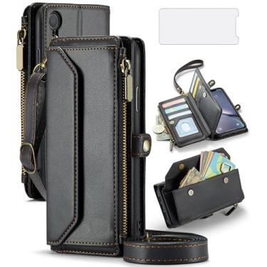 Imagem de Asuwish Capa de telefone para iPhone XR 6.1 capa carteira com zíper com protetor de tela de vidro temperado flip bloqueio RFID suporte para cartão celular iPhoneXR iPhone10R i Phonex 10XR 10R RX CR