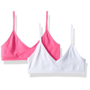 Imagem de Hanes Sutiã ComfortFlex sem costura para meninas, pacote com 2, Branco/rosa borbulhante, Small