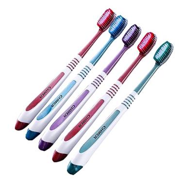 Imagem de RYZGOJV Escovas de dentes premium embaladas individualmente, cerdas de nylon macias multicoloridas, escovas de limpeza para dentes sensíveis e gengivas recuadas, 4 peças - A04