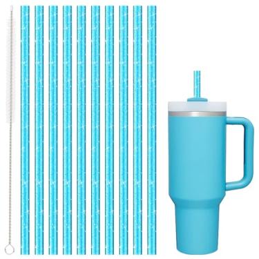 Imagem de Beonsky Canudo de substituição para Stanley|Simple Modern|Owala Copo de 1,134 g 850,5 g, pacote com 10, canudo de plástico reutilizável de 30 cm com escova de limpeza, pode ser lavado na lava-louças