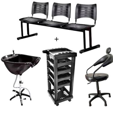 Imagem de HENVIFER, Kit Salão Lavatório + Cadeira + Carrinho + Longarina Espera